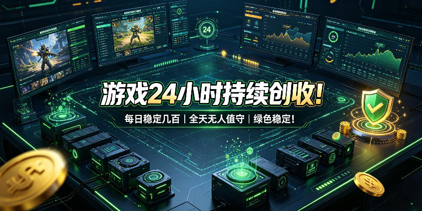 游戏24小时持续创收！每日稳定几百，全天无人值守，绿色稳定！【揭秘】-轻创终点站
