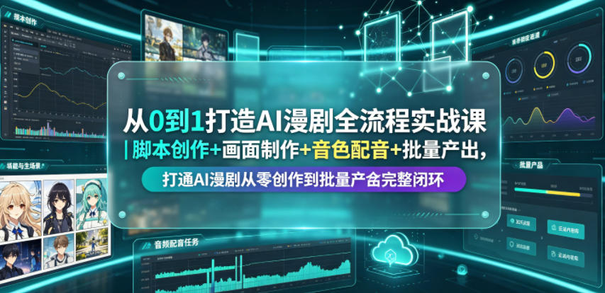 从0到1打造AI漫剧全流程实战课｜脚本创作+画面制作+音色配音+批量产出，打通AI漫剧从零创作到批量量产完整闭环-源创文化:轻创终点站