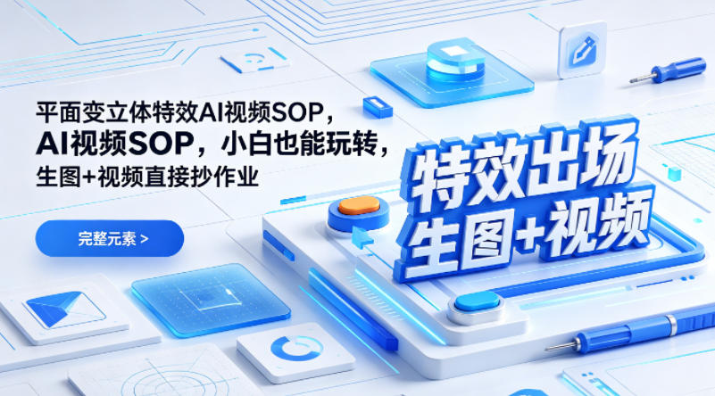 (特效出场)平面变立体特效AI视频SOP,小白也能玩转,生图+视频直接抄作业-源创文化:轻创终点站
