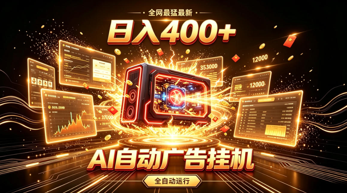 全网最猛最新的AI自动广告挂G，狠收益日入400+，真正做到躺賺式变现【揭秘】-轻创终点站