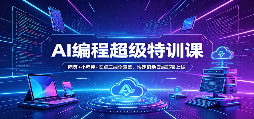 AI编程超级特训课：网页+小程序+安卓三端全覆盖，快速落地云端部署上线-源创文化:轻创终点站