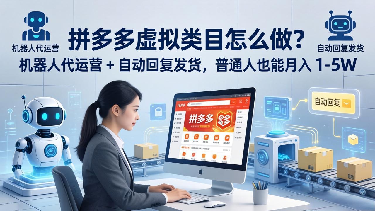 拼多多虚拟类目怎么做？机器人代运营 + 自动回复发货，普通人也能月入 1-5W-源创文化:轻创终点站