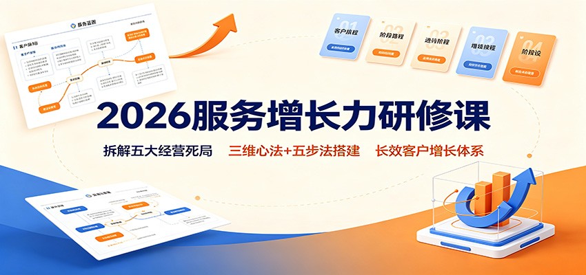 2026服务增长力研修课：拆解五大经营死局，三维心法+五步法搭建长效客户增长体系-轻创终点站