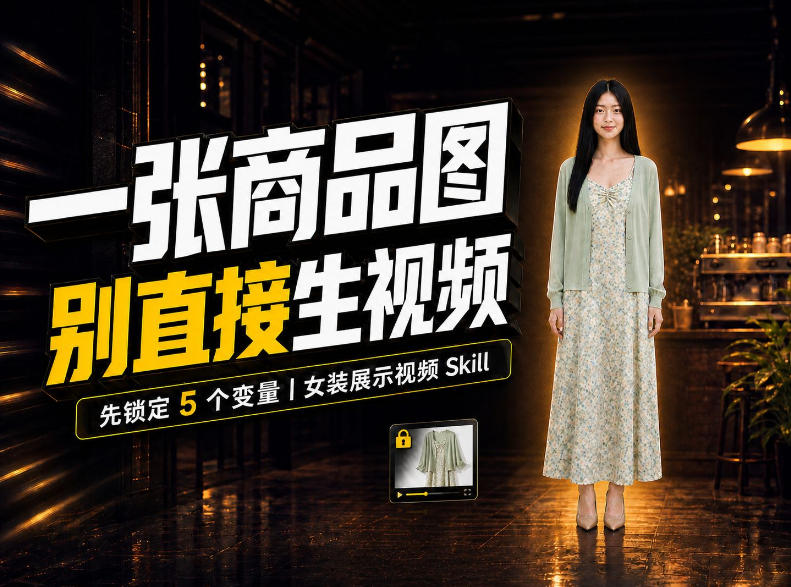 女装AI视频总翻车？问题不在提示词，女装展示视频Skill先锁定5个变量！-轻创终点站