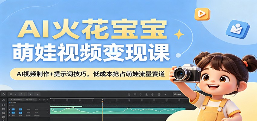 AI火花宝宝萌娃视频变现课：AI视频制作+提示词技巧，低成本抢占萌娃流量赛道-源创文化:轻创终点站