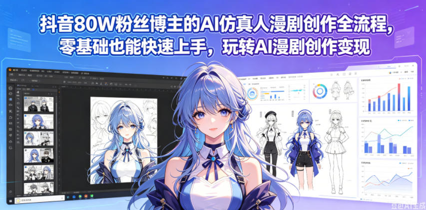 抖音80W粉丝博主的AI仿真人漫剧创作全流程，零基础也能快速上手，玩转AI漫剧创作变现-源创文化:轻创终点站