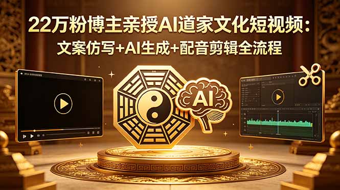 22万粉博主亲授AI道家文化短视频：文案仿写+AI生成+配音剪辑全流程-源创文化:轻创终点站