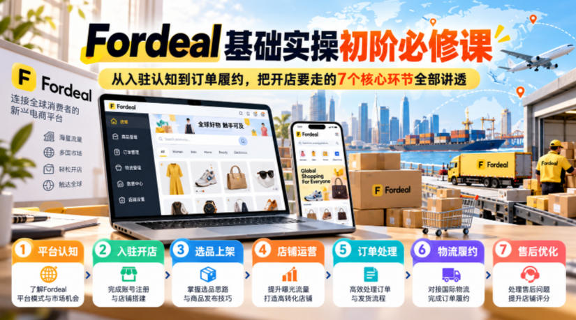 Fordeal基础实操初阶必修课，从入驻认知到订单履约，把开店要走的7个核心环节全部讲透-轻创终点站