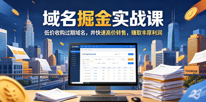 域名交易掘金实战课，低价收购过期域名，并快速高价转售，賺取丰厚利润【原创双语字幕】-源创文化:轻创终点站