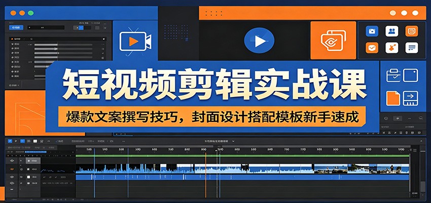短视频剪辑实战课：爆款文案撰写技巧，封面设计搭配模板新手速成-源创文化:轻创终点站
