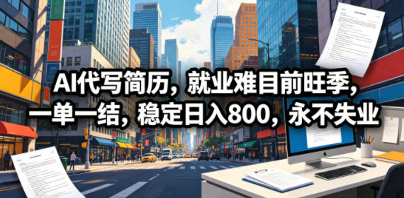 AI代写简历，就业难目前旺季，一单一结，稳定日入800，永不失业-源创文化:轻创终点站
