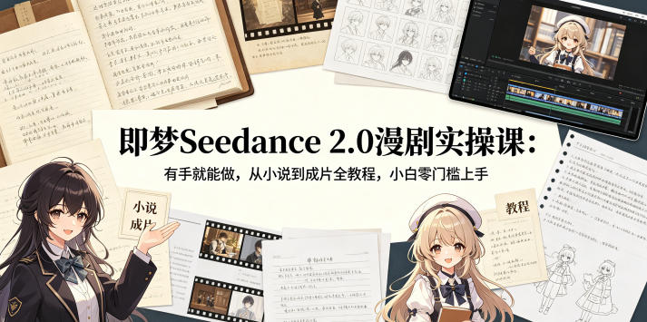 即梦Seedance 2.0漫剧实操课：有手就能做，从小说到成片全教程，小白零门槛上手-源创文化:轻创终点站