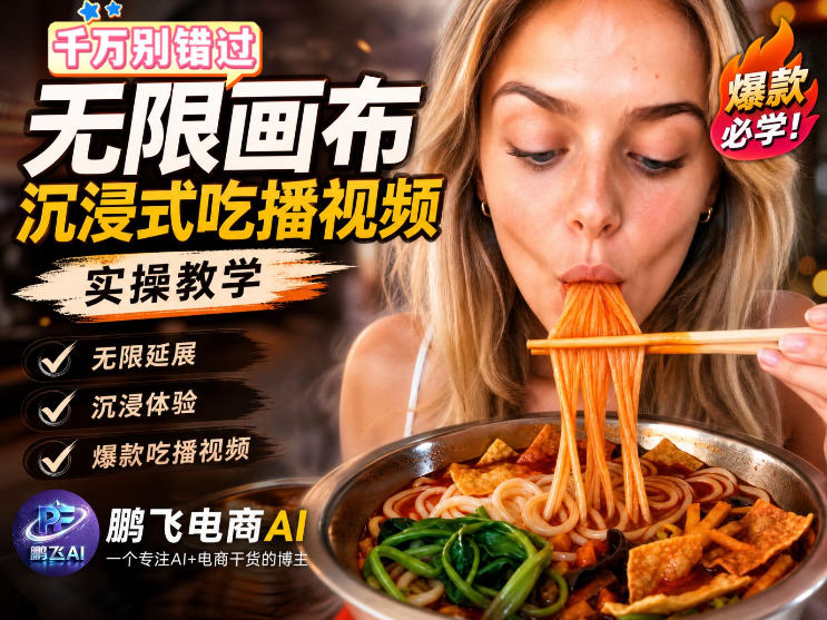 保姆级教程｜用AI无线画布做沉浸式吃播，3步直接出片，无线画布工作流，操作简单好上手-轻创终点站