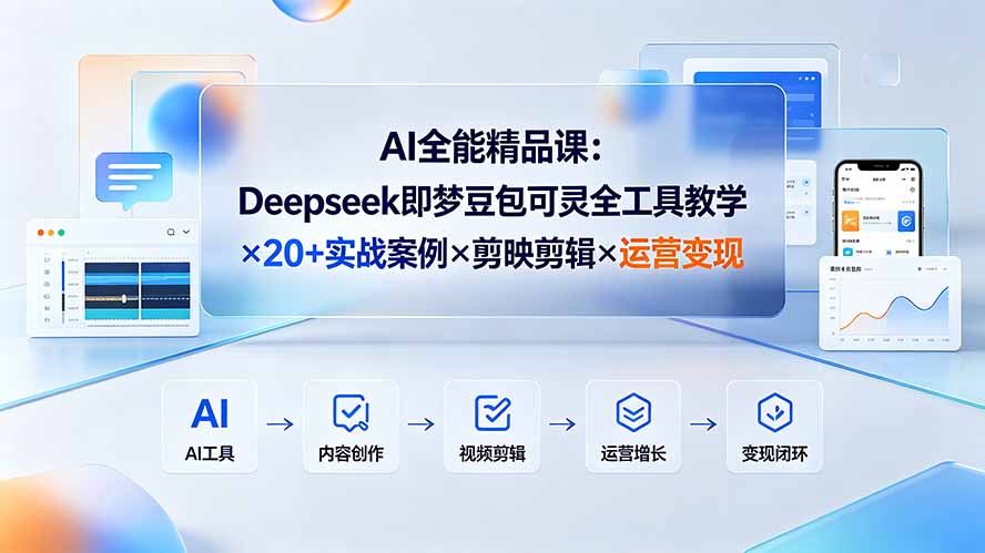 AI全能精品课：Deepseek即梦豆包可灵全工具教学×20+实战案例×剪映剪辑×运营变现-源创文化:轻创终点站