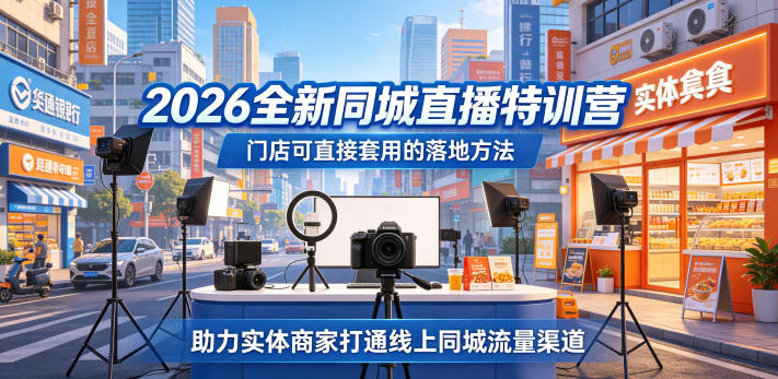 2026全新同城直播特训营，门店可直接套用的落地方法，助力实体商家打通线上同城流量渠道-源创文化:轻创终点站