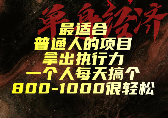 最适合普通人的项目，拿出执行力一个人每天搞个800-1k很轻松【揭秘】-轻创终点站