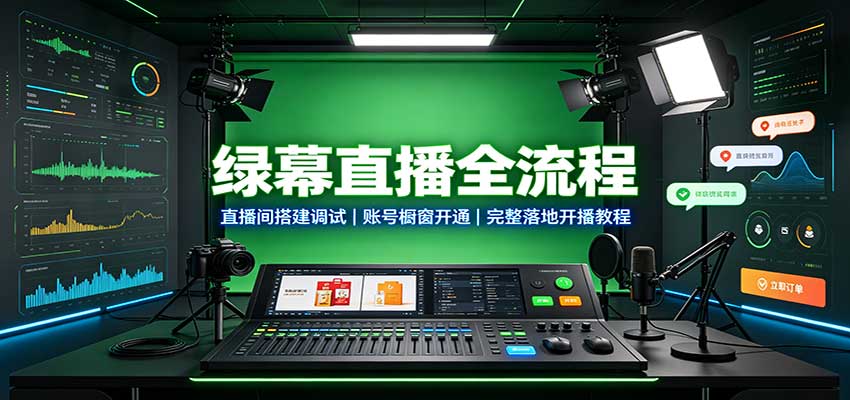 绿幕直播全流程：直播间搭建调试，账号橱窗开通，完整落地开播教程-轻创终点站
