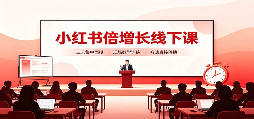 小红书倍增长线下课：三天集中面授，拆解选品、素材制作与起号全链路-轻创终点站