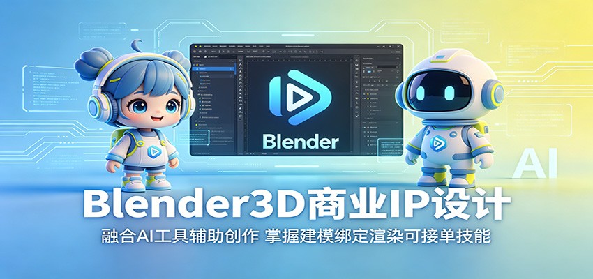 Blender3D商业IP设计：融合AI工具辅助创作，掌握建模绑定渲染可接单技能-源创文化:轻创终点站