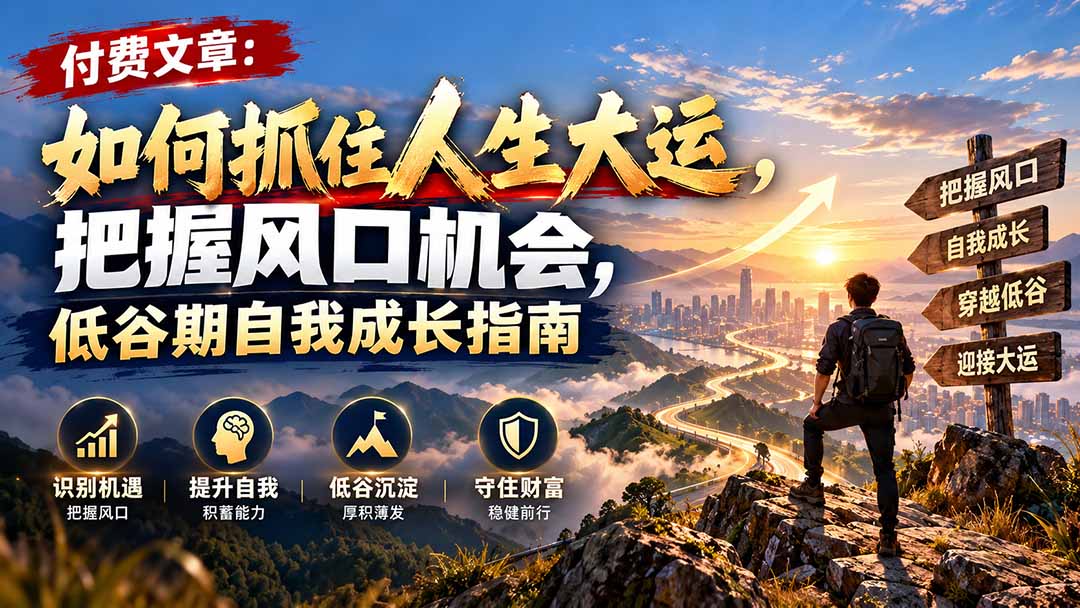 付费文章：如何抓住人生大运，把握风口机会，低谷期自我成长指南-轻创终点站