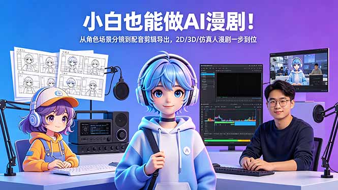 小白也能做AI漫剧！从角色场景分镜到配音剪辑导出，2D/3D/仿真人漫剧一步到位-源创文化:轻创终点站