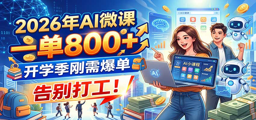 2026年AI微课，一单800+，开学季刚需爆单，告别打工！-轻创终点站
