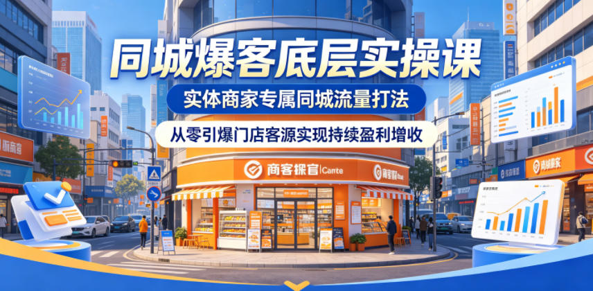 同城爆客底层实操课，实体商家专属同城流量打法，从零引爆门店客源实现持续盈利增收-源创文化:轻创终点站