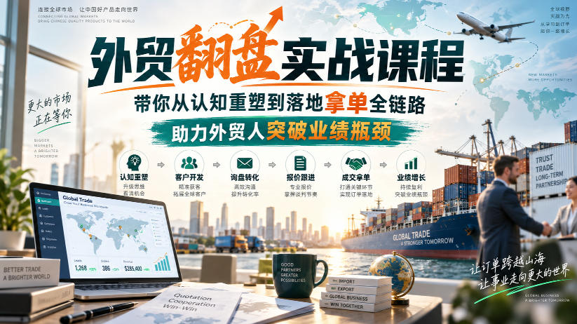 外贸翻盘实战课程，带你从认知重塑到落地拿单全链路，助力外贸人突破业绩瓶颈-轻创终点站
