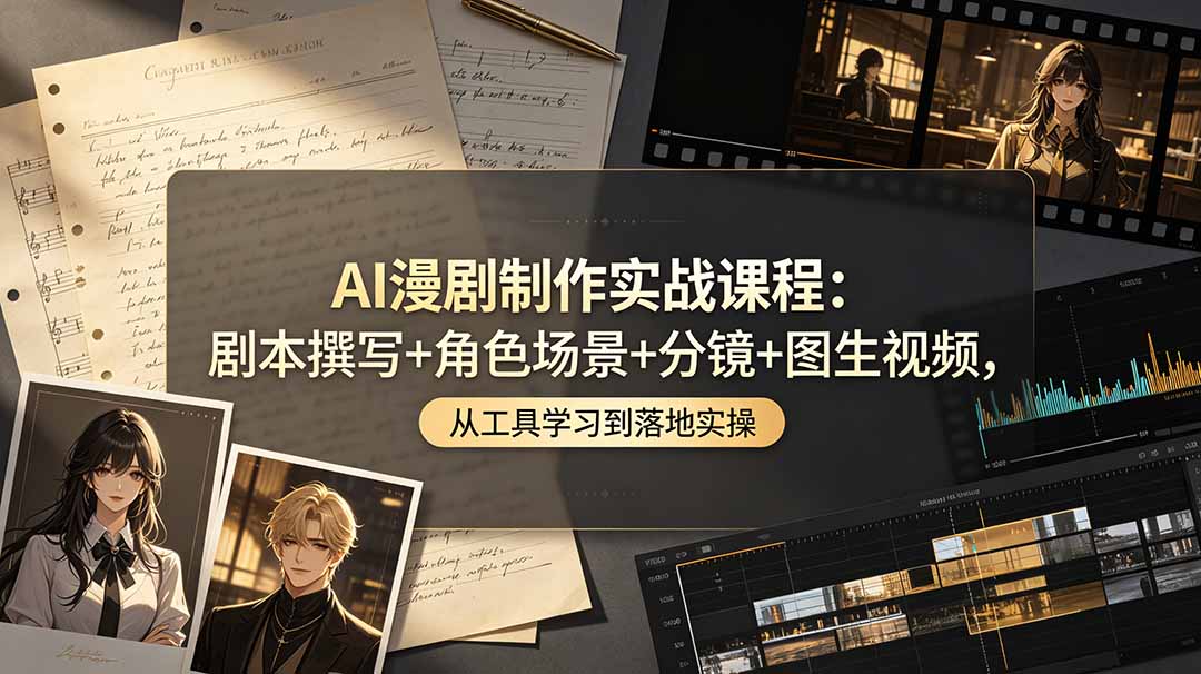 AI漫剧制作实战课程：剧本撰写+角色场景+分镜+图生视频，从工具学习到落地实操-源创文化:轻创终点站
