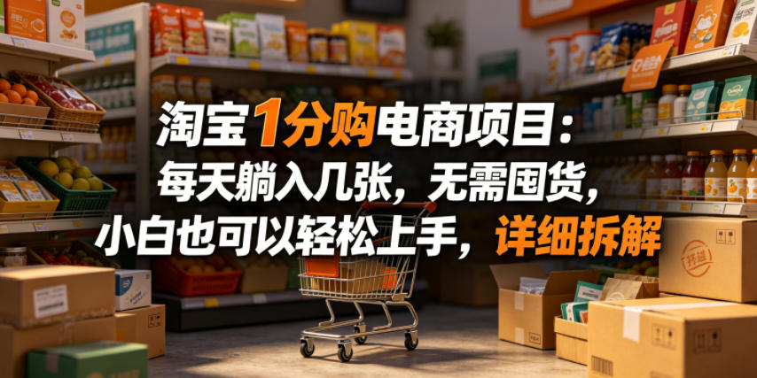 淘宝1分购电商项目：每天躺入几张，无需囤货，小白也可以轻松上手，详细拆解-源创文化:轻创终点站