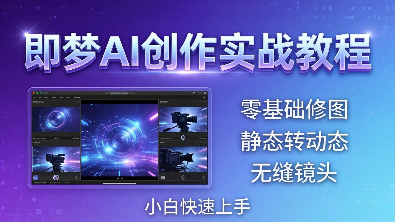 即梦AI创作实战教程，从零基础修图到AI导演，实战教学静态转动态+无缝镜头，小白快速上手-源创文化:轻创终点站