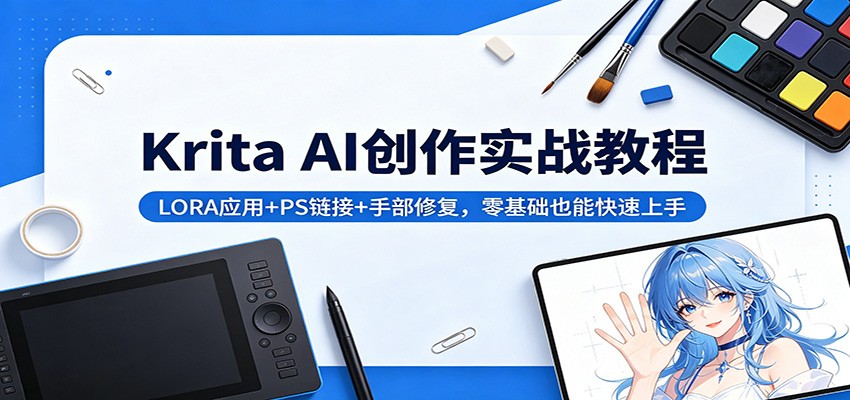 Krita AI创作实战教程：LORA应用+PS链接+手部修复，零基础也能快速上手-源创文化:轻创终点站