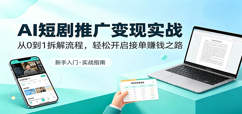 AI短剧推广变现实战：从0到1拆解流程，轻松开启接单赚钱之路-源创文化:轻创终点站