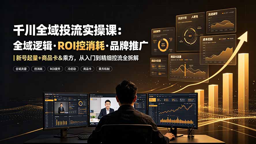 千川全域投流实操课：全域逻辑·ROI控消耗·品牌推广｜新号起量+商品卡&乘方，从入门到精细控流全拆解-源创文化:轻创终点站