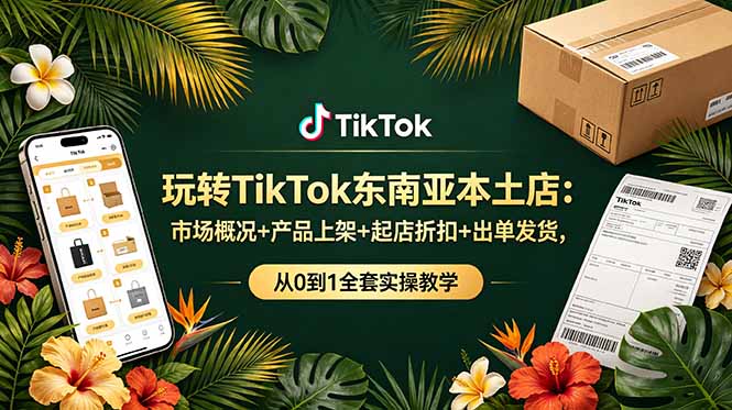 玩转TikTok东南亚本土店：市场概况+产品上架+起店折扣+出单发货，从0到1全套实操教学-源创文化:轻创终点站