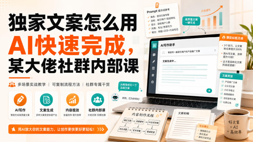 独家文案怎么用AI快速完成，某大佬社群内部课-轻创终点站