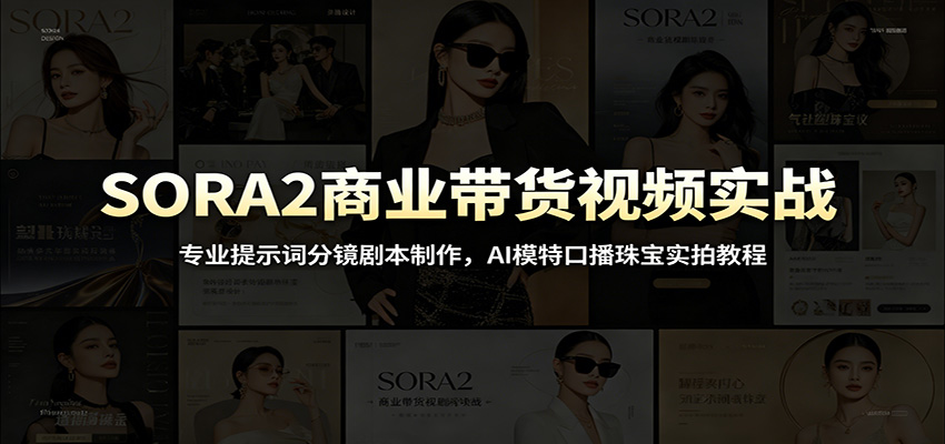 SORA2商业带货视频实战：专业提示词分镜剧本制作，AI模特口播珠宝实拍教程-源创文化:轻创终点站