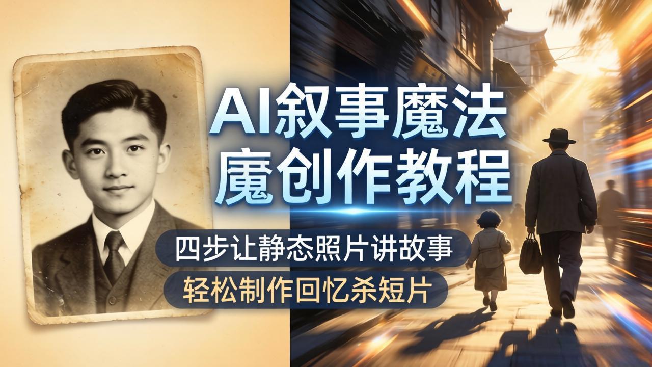AI叙事魔法创作教程，四步让静态照片讲故事，老照片修复加动态特效，轻松制作回忆杀短片-源创文化:轻创终点站