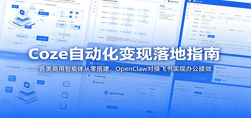 Coze自动化变现落地指南：各类商用智能体从零搭建，OpenClaw对接飞书实现办公提效-源创文化:轻创终点站