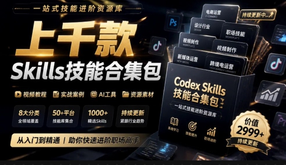 真值得收藏了，这次！上千款AI Skills技能直接被人打包好了，给AI工具备下了一整间技能商店-轻创终点站