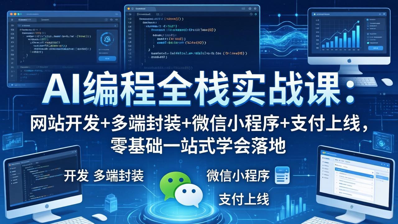 AI编程全栈实战课：网站开发+多端封装+微信小程序+支付上线，零基础一站式学会落地-源创文化:轻创终点站