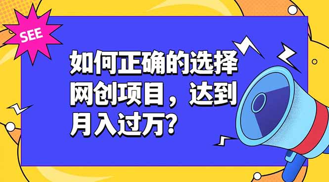 如何正确的选择网创项目，达到月入过万？，本课程教你正确选择项目。-源创文化:轻创终点站