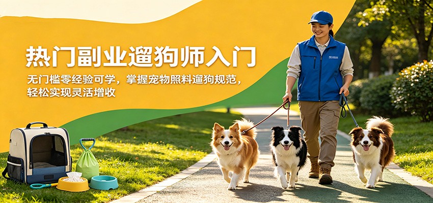 热门副业遛狗师入门，无门槛零经验可学，掌握宠物照料遛狗规范，轻松实现灵活增收-源创文化:轻创终点站
