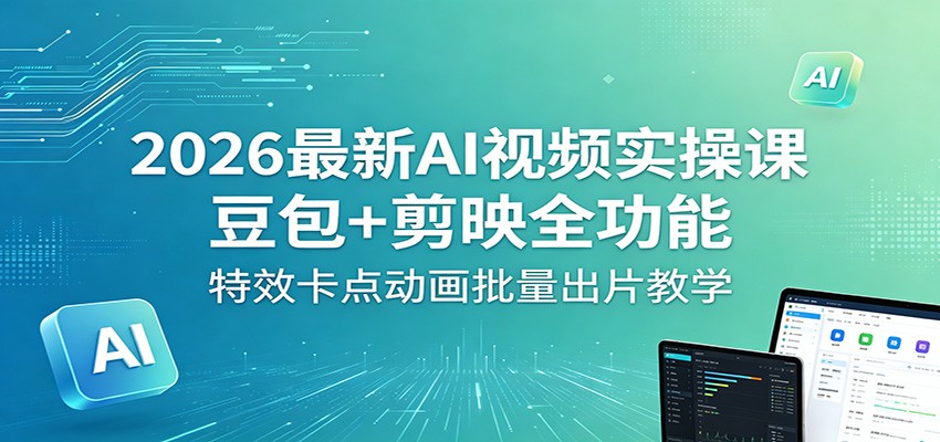 2026最新AI视频实操课：豆包+剪映全功能，特效卡点动画批量出片教学-源创文化:轻创终点站