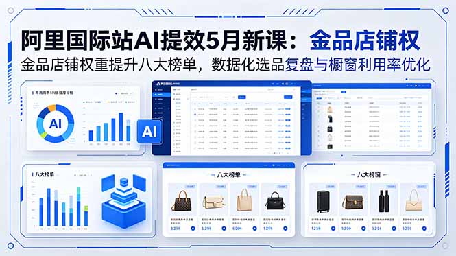 阿里国际站AI提效5月新课：金品店铺权重提升八大榜单，数据化选品复盘与橱窗利用率优化-源创文化:轻创终点站