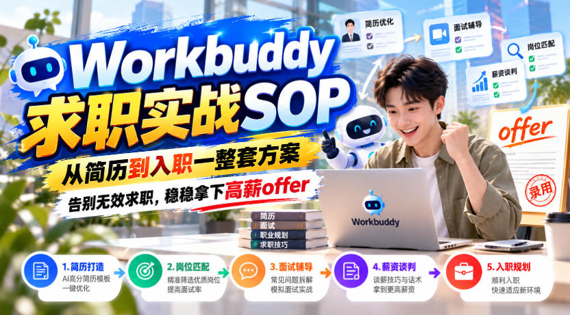 Workbuddy求职实战SOP，从简历到入职一整套方案，告别无效求职，稳稳拿下高薪offer-轻创终点站