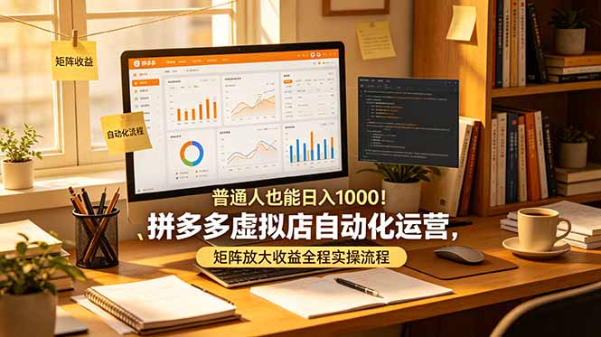 普通人也能日入 1000！拼多多虚拟店自动化运营，矩阵放大收益全程实操流程-源创文化:轻创终点站