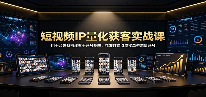 短视频IP量化获客实战课:用十台设备搭建五十账号矩阵,精准打造引流接单型流量账号-轻创终点站