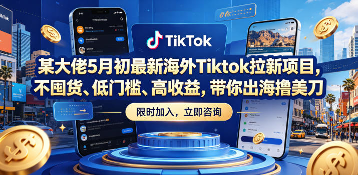 某大佬5月初最新海外Tiktok拉新项目，不囤货、低门槛、高收益，带你出海撸美刀-源创文化:轻创终点站