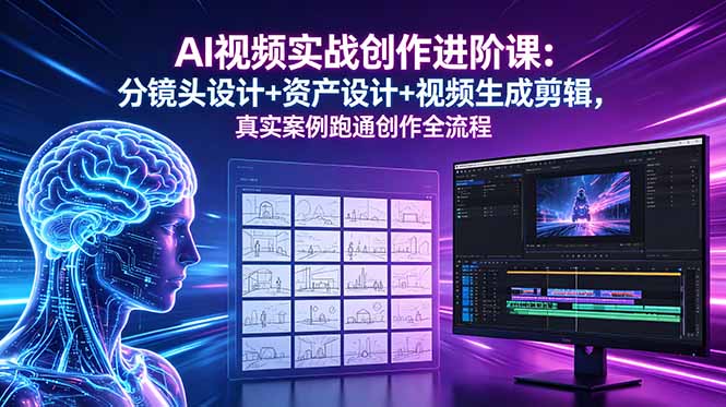 AI视频实战创作进阶课：分镜头设计+资产设计+视频生成剪辑，真实案例跑通创作全流程-源创文化:轻创终点站